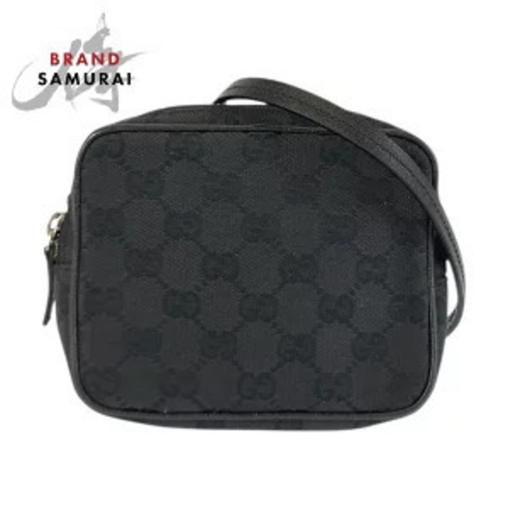 Gucci black GG canvas leather shoulder bag pouch